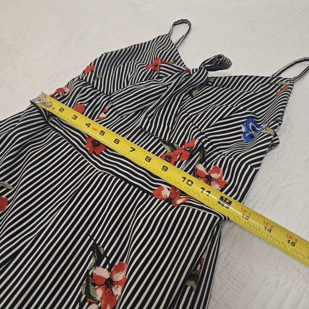 Japna Pinstripe Floral Capri Jumpsuit Tropical Resortwear Vacation Sleeveless S - Picture 7 of 13